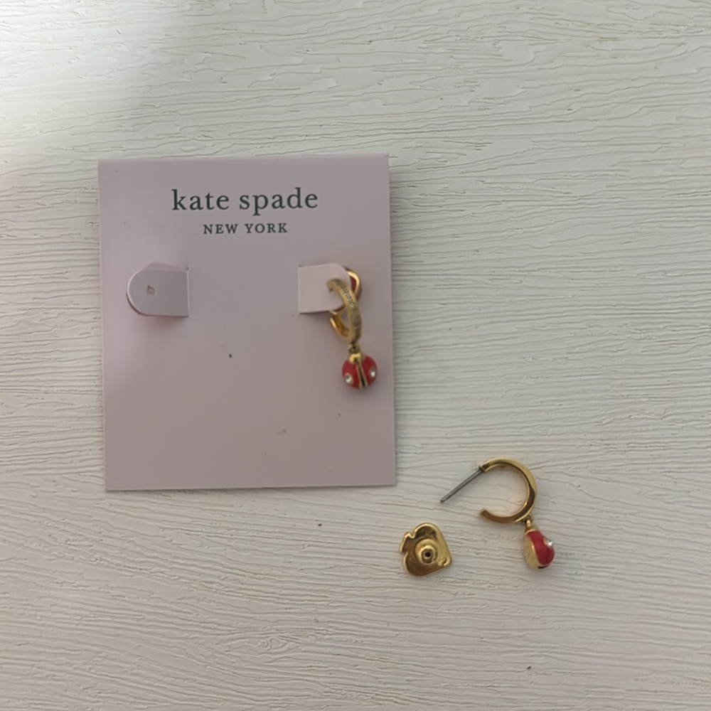 Kate spade diamond lady bug huggie earrings - Picture 2 of 4